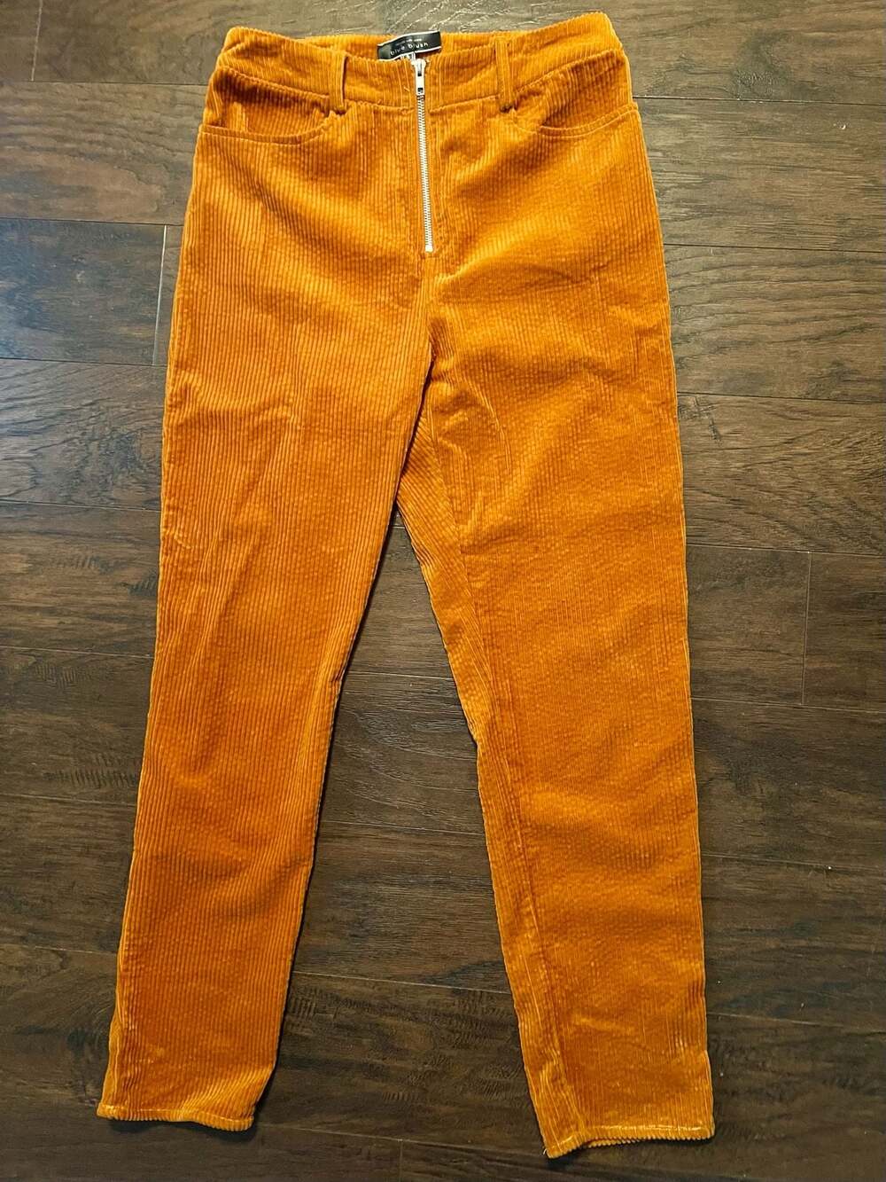 Blue Blush Mustard Corduroy Front Zip Skinny High Waisted Pants Size S